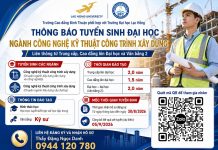 THÔNG BÁO TUYỂN SINH ĐẠI HỌC NGÀNH CÔNG NGHỆ KỸ THUẬT CÔNG TRÌNH XÂY DỰNG